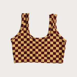 ARQ FULL COVERAGE 100% COTTON BRA IN PIERROT CHECK SZ XL